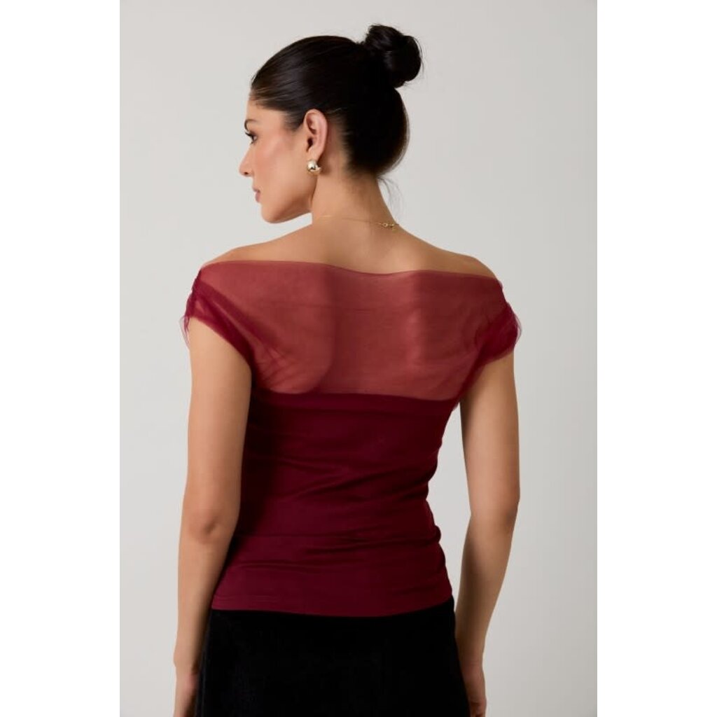 Sunday Edition Sunday Edition Mesh and Ponti Mix Drape Top