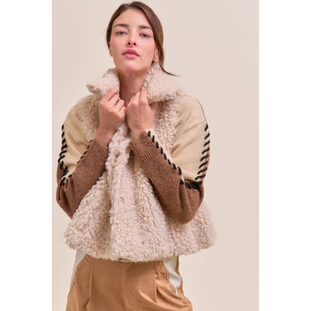 &Merci &Merci Faux Sherpa Collared Vest