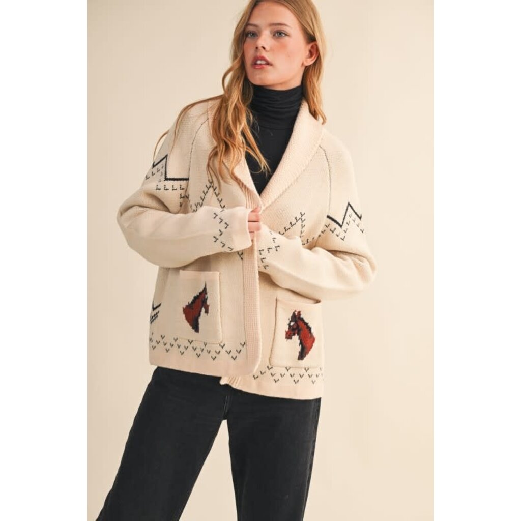 &Merci &Merci Horse Knit Sweater Cardigan