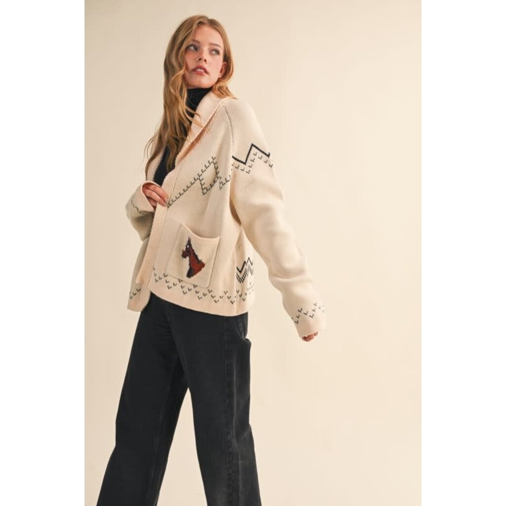 &Merci &Merci Horse Knit Sweater Cardigan