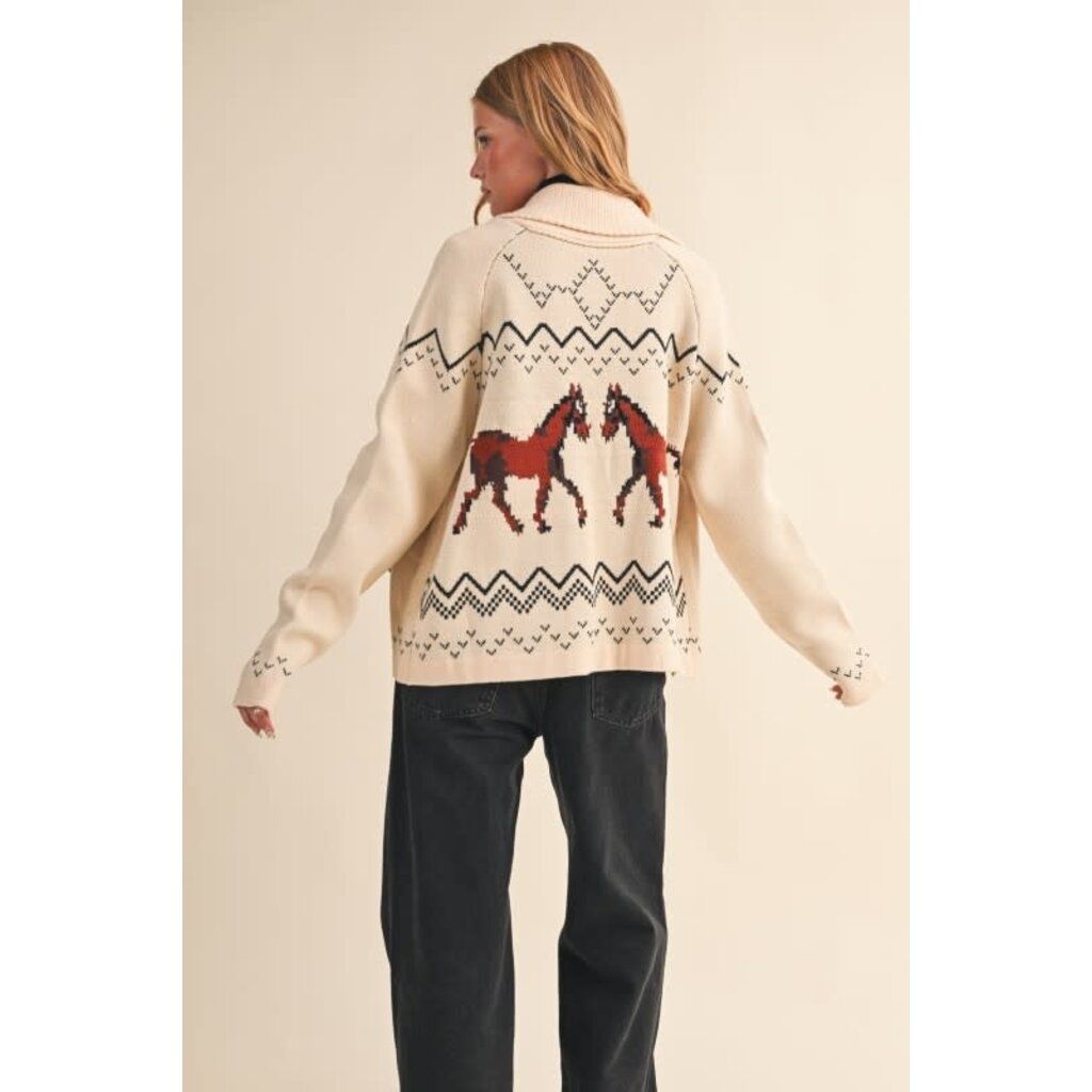 &Merci &Merci Horse Knit Sweater Cardigan