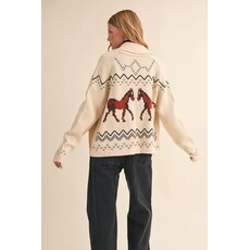 &Merci &Merci Horse Knit Sweater Cardigan