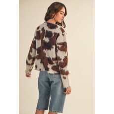 &Merci &Merci Cow Print Sweater Cardigan