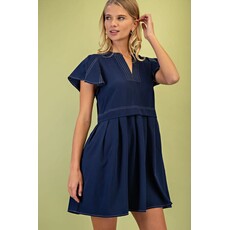 Gigio Gigio Soft Pleated Flutter Sleeve Dress