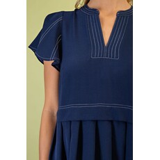 Gigio Gigio Soft Pleated Flutter Sleeve Dress