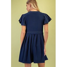 Gigio Gigio Soft Pleated Flutter Sleeve Dress