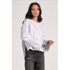 Elan Elan Long Sleeve Mix Media Top