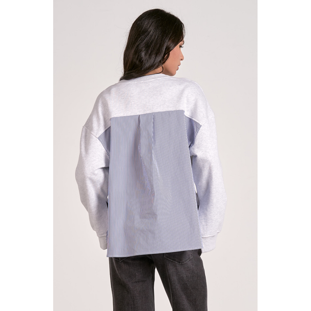 Elan Elan Long Sleeve Mix Media Top