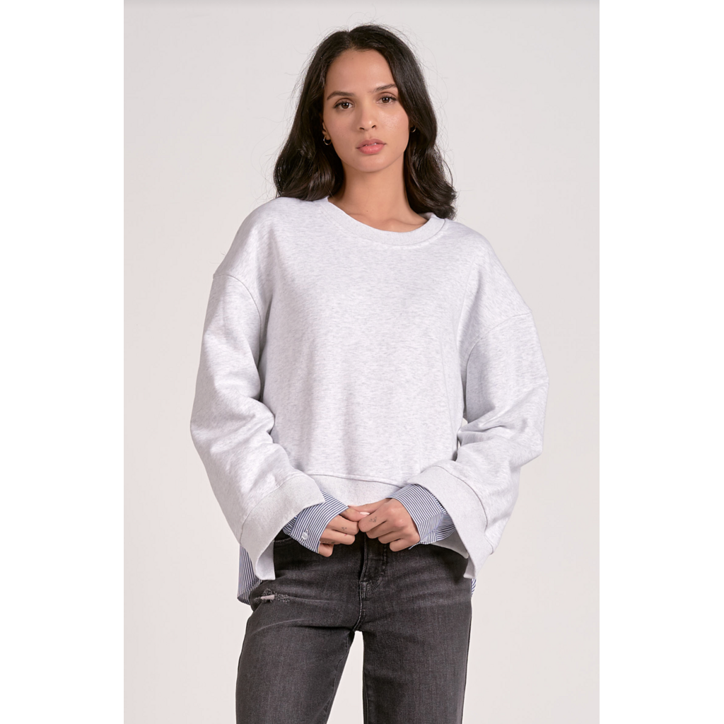 Elan Elan Long Sleeve Mix Media Top