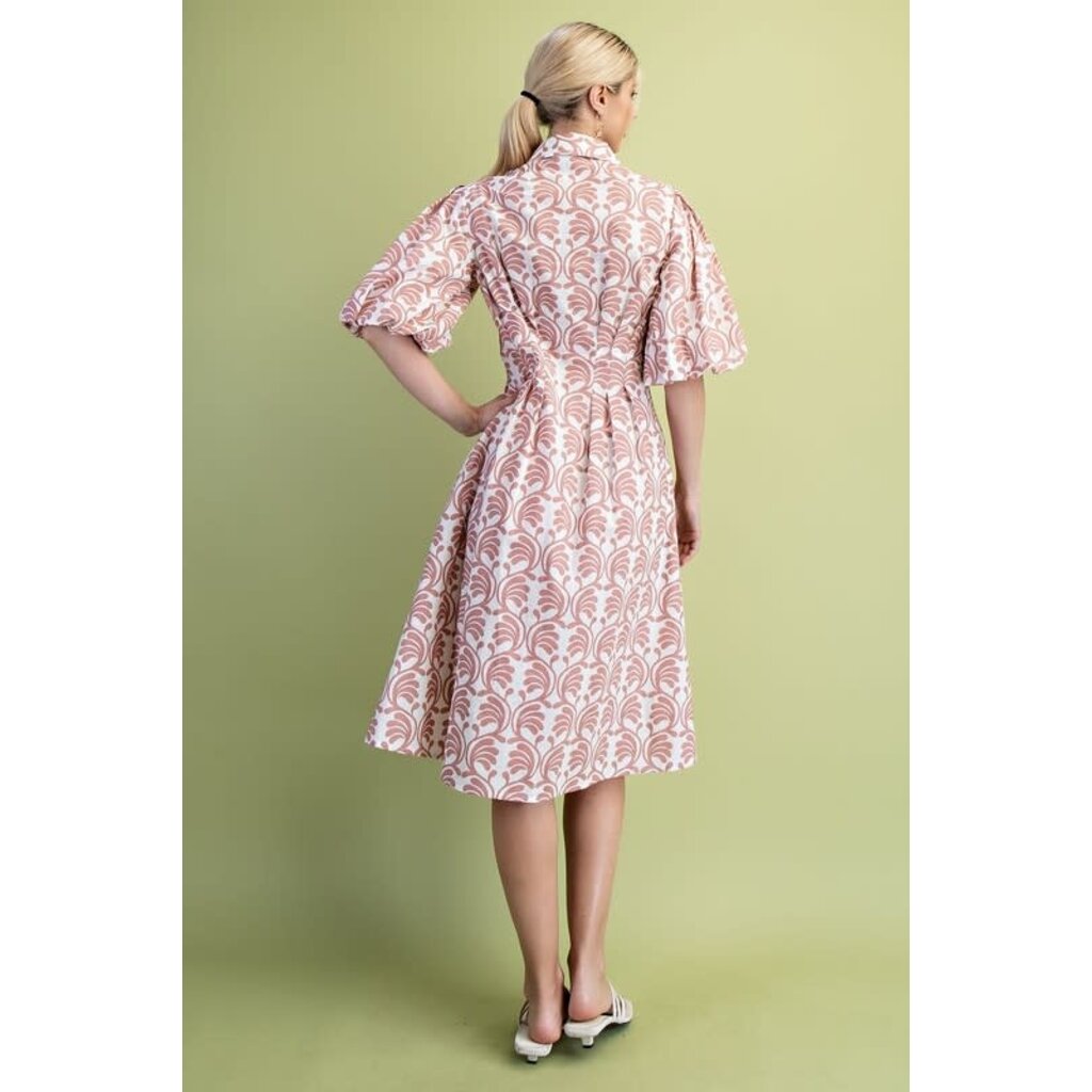 Gigio Gigio Balloon Sleeve Midi Shirt Dress