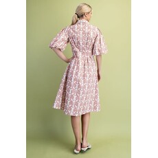 Gigio Gigio Balloon Sleeve Midi Shirt Dress