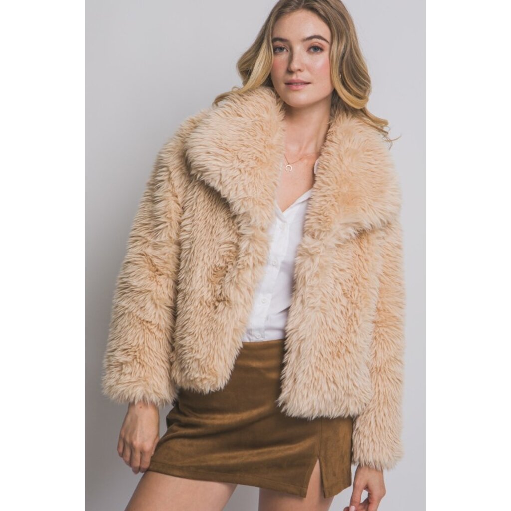 Love Tree Love Tree Mid Waist Faux Fur Coat