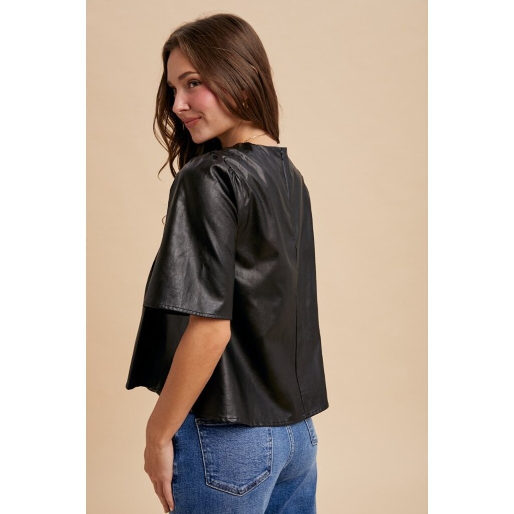 Anniewear Anniewear Leather Pin Tuck Blouse