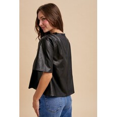 Anniewear Anniewear Leather Pin Tuck Blouse