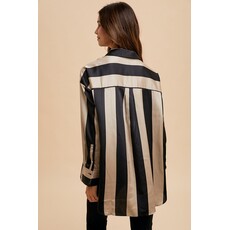 Anniewear Anniewear Wide Striped Satin Woven Blouse