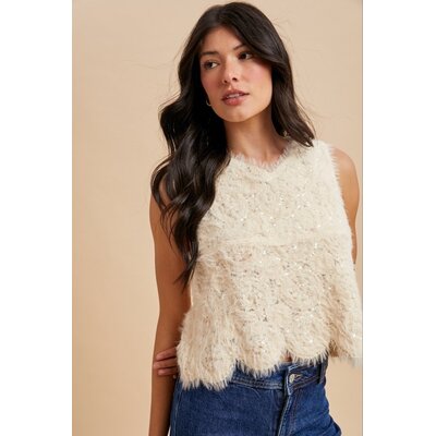 Anniewear Eyelash Sequin Embellished Tank Top