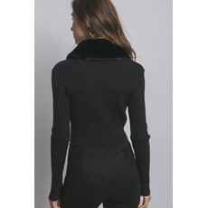 Love Tree Love Tree Faux Fur Collar Cardigan