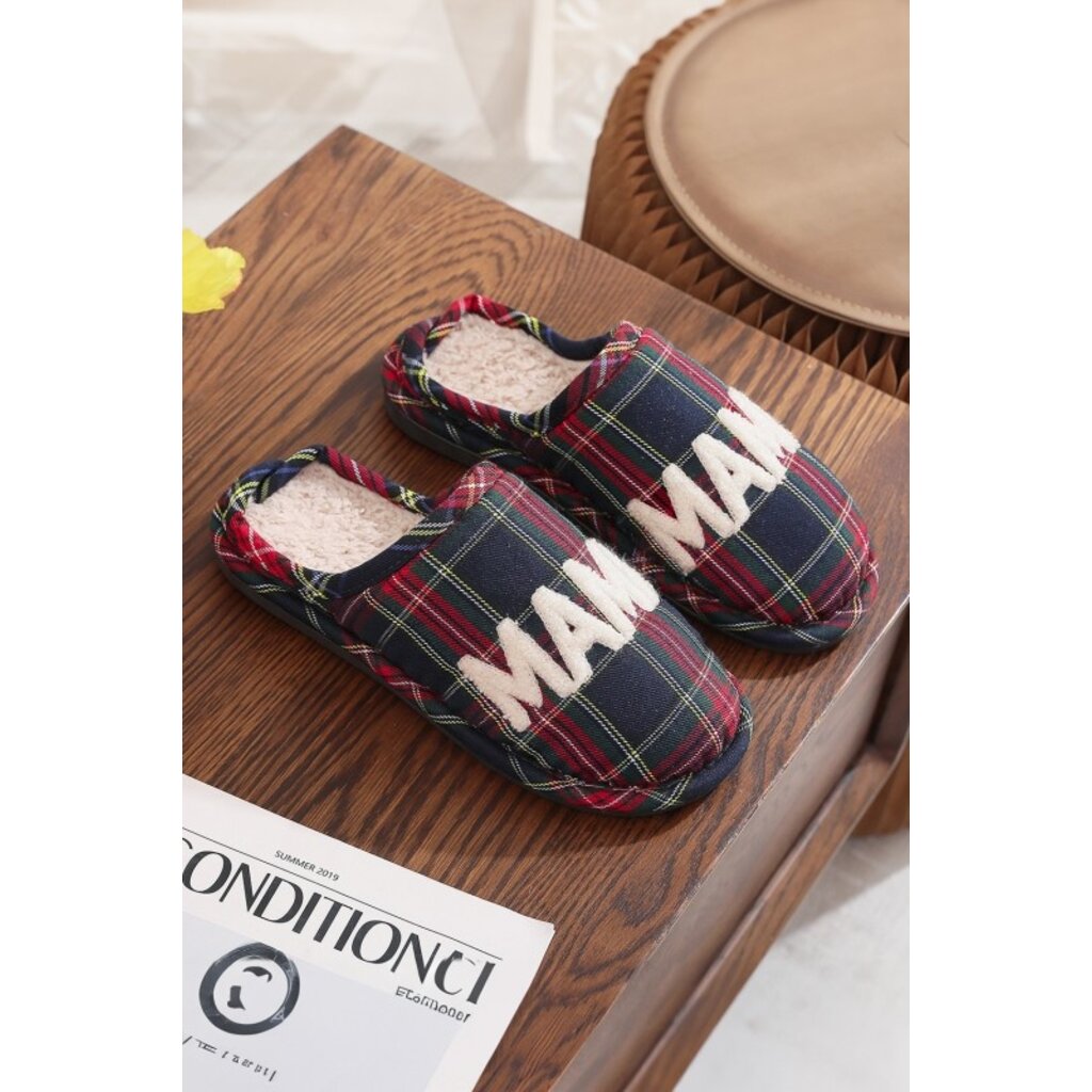 Fashion Works Fashion Works Retro Plaid Mama Slippers
