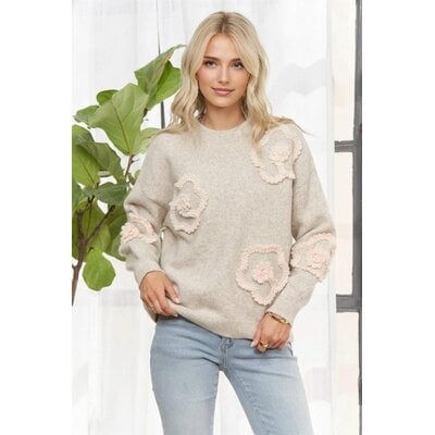 Adora Floral Applique Knit Sweater