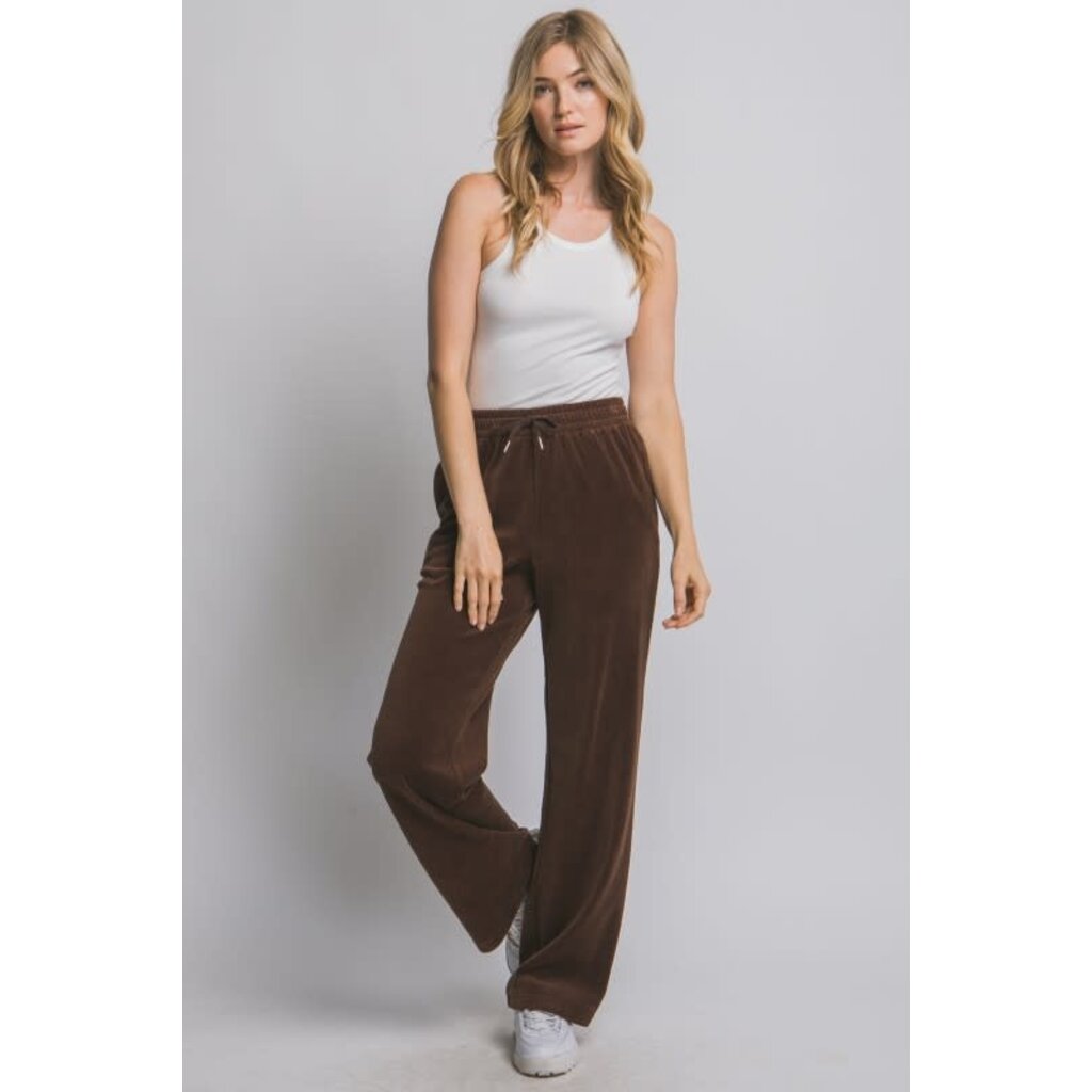 Love Tree Love Tree Elastic Waist Velour Sweatpants