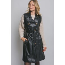 Love Tree Love Tree Faux Leather Belted Coat
