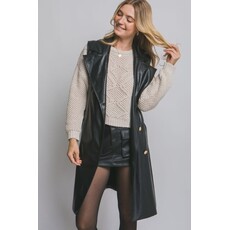 Love Tree Love Tree Faux Leather Belted Coat