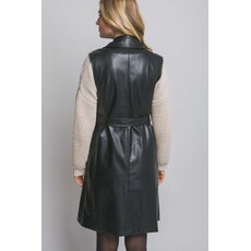 Love Tree Love Tree Faux Leather Belted Coat