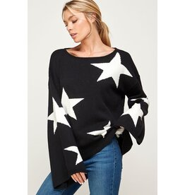 Star Printed Pullover Sweater