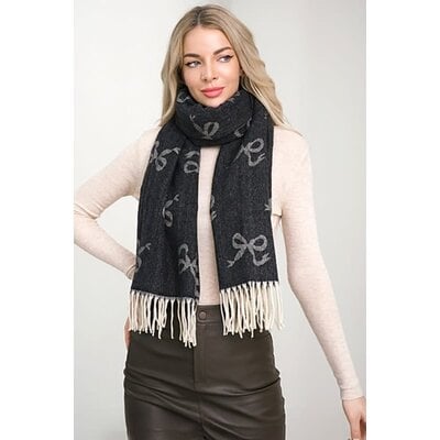 Wona Bow Pattern Fringe Scarf