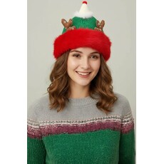 Wona Wona Beanie Hat with Fuzzy Fur Antlers