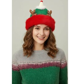 Wona Beanie Hat with Fuzzy Fur Antlers