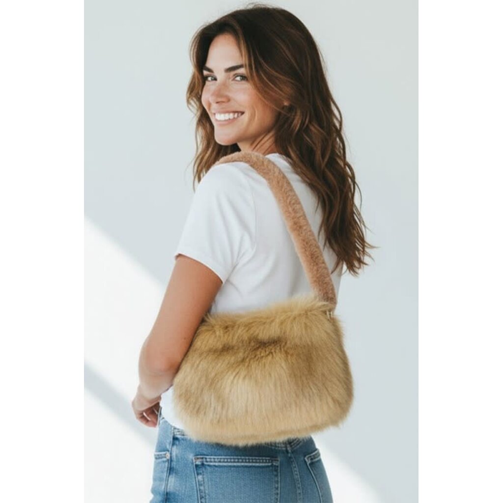 Wona Wona Furry Faux Fur Top Handle Shoulder Bag