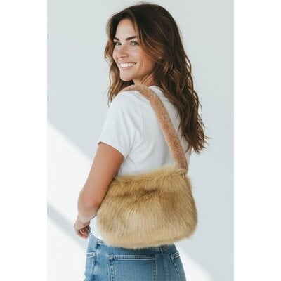 Wona Furry Faux Fur Top Handle Shoulder Bag
