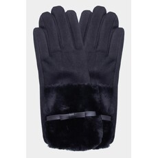 Wona Wona Bow Fuzzy Fur Collar Suede Smart Touch Gloves