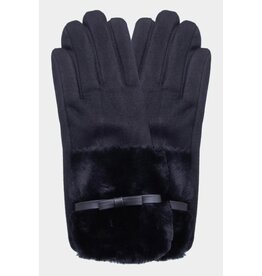 Wona Bow Fuzzy Fur Collar Suede Smart Touch Gloves
