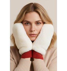 Wona Solid Faux Fur Open Up Mitten Gloves