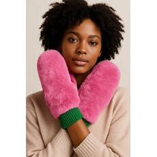 Wona Wona Solid Faux Fur Open Up Mitten Gloves