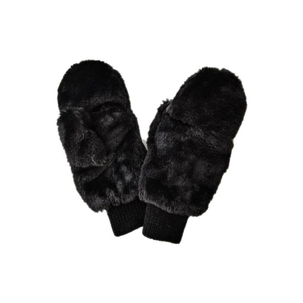 Wona Wona Solid Faux Fur Open Up Mitten Gloves
