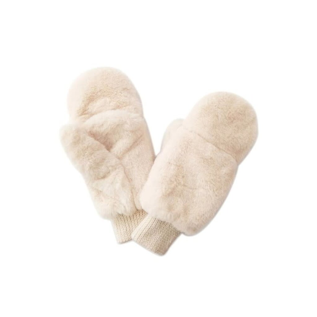 Wona Wona Solid Faux Fur Open Up Mitten Gloves
