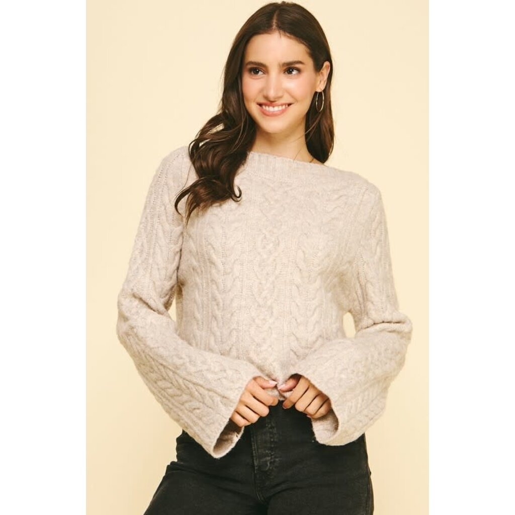 Pinch Pinch Cable Knit Crop Sweater