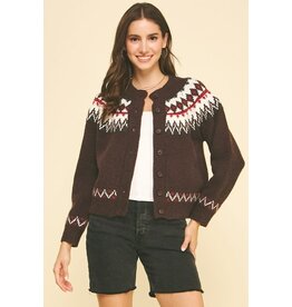Pinch Nordic Pattern Button Down Cardigan