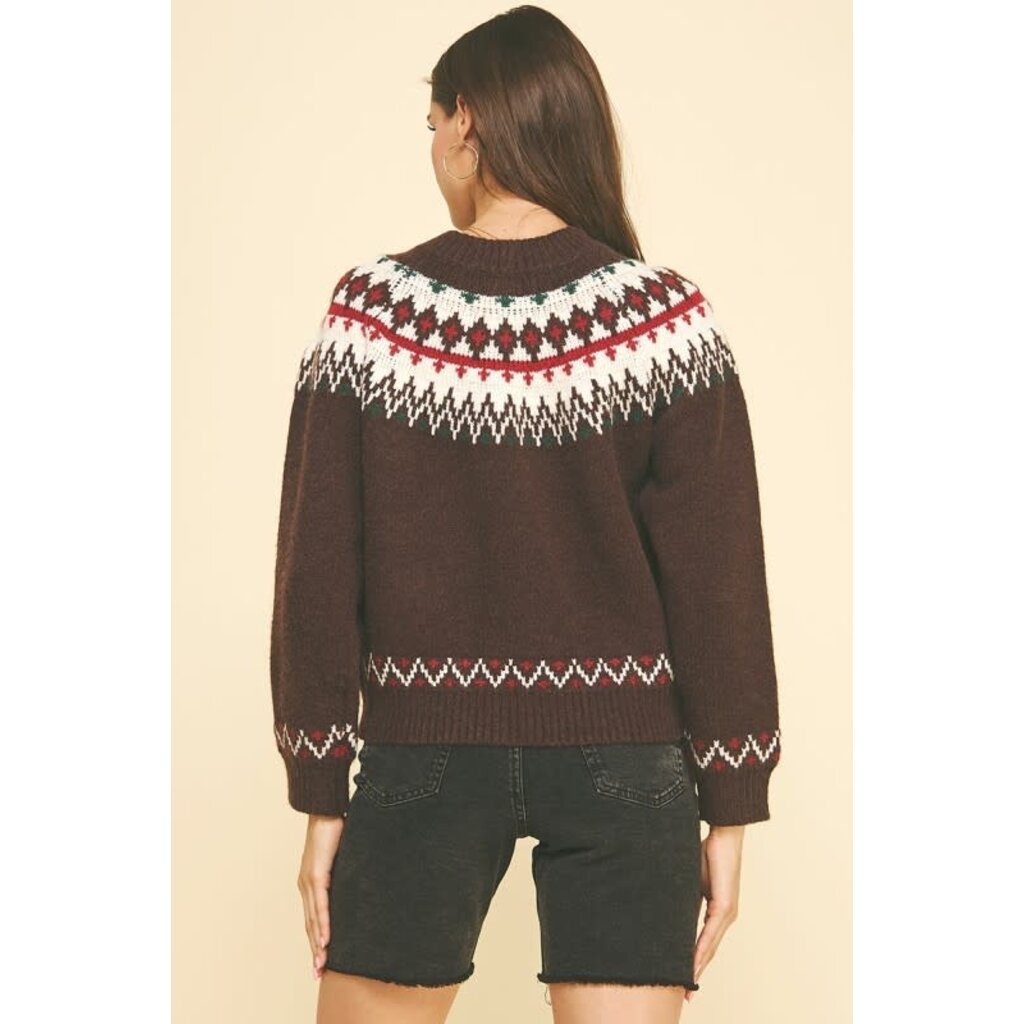 Pinch Pinch Nordic Pattern Button Down Cardigan