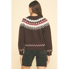 Pinch Pinch Nordic Pattern Button Down Cardigan