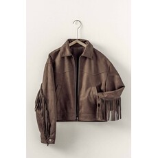 Trend Notes Trend Notes Fringe Detail Suede Zip Jacket