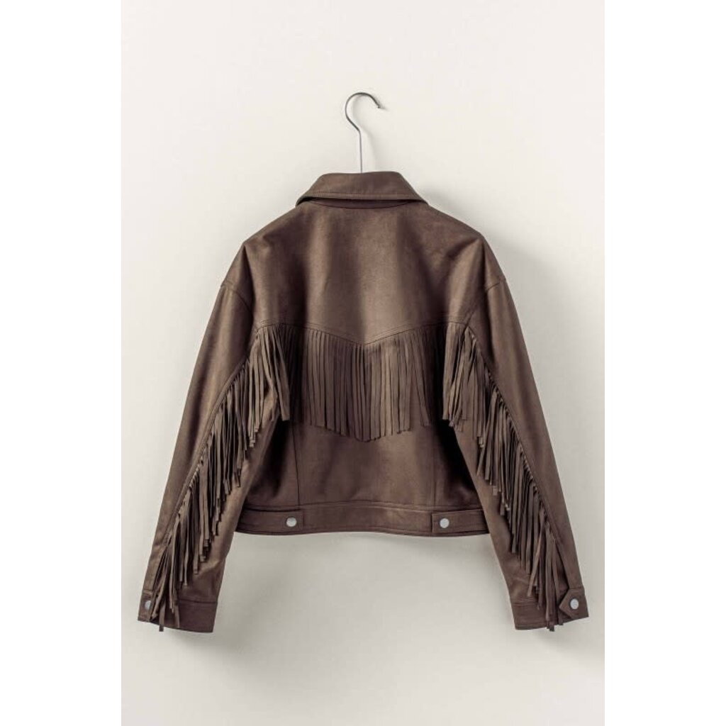 Trend Notes Trend Notes Fringe Detail Suede Zip Jacket