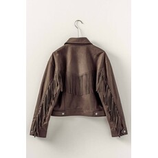 Trend Notes Trend Notes Fringe Detail Suede Zip Jacket