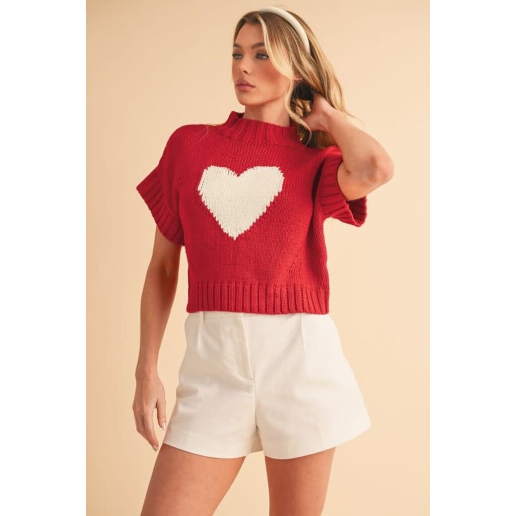 Aemi + Co Aemi + Co Heart Knitted Top