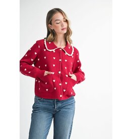 Aemi + Co Heart Pointelle Peter Pan Cardigan