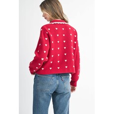 Aemi + Co Aemi + Co Heart Pointelle Peter Pan Cardigan