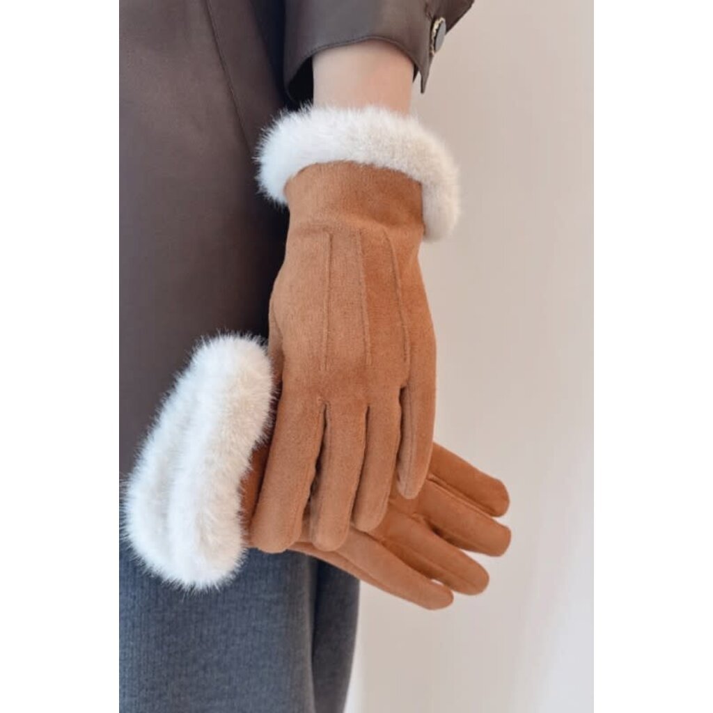 Swan Madchen Swan Madchen Faux Fur Fleece Patchwork Gloves